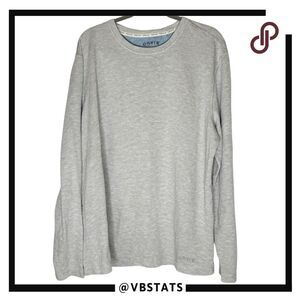 Orvis‎ Men's Striped Long Sleeve Crew Neck Loose Slub T-Shirt Gray White Size XL